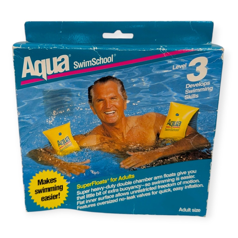 Aqua SwimSchool SuperFloats for Adults Vintage 1994 Arm Floats Yellow NOB